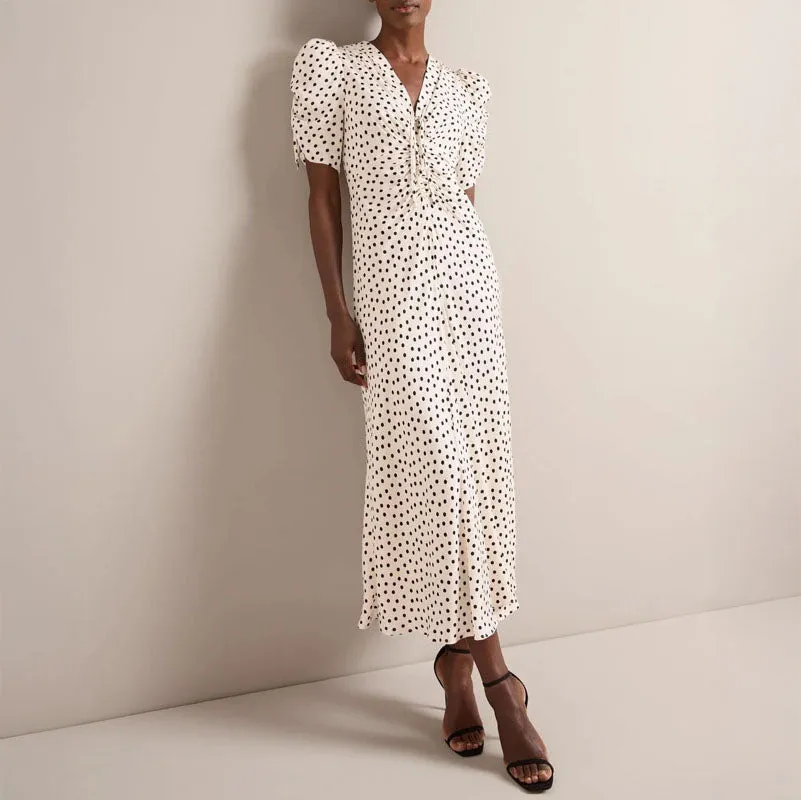 CEFINN Ophelia Maxi Dress in Ecru/Polka Dot