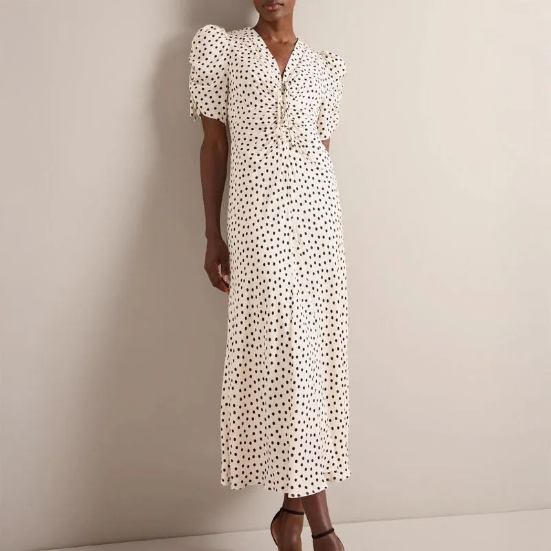 CEFINN Ophelia Maxi Dress in Ecru/Polka Dot