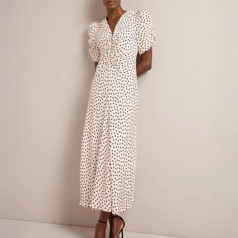 CEFINN Ophelia Maxi Dress in Ecru/Polka Dot