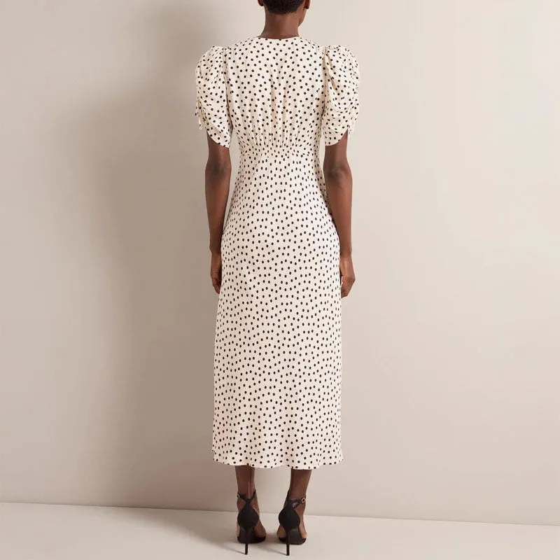 CEFINN Ophelia Maxi Dress in Ecru/Polka Dot