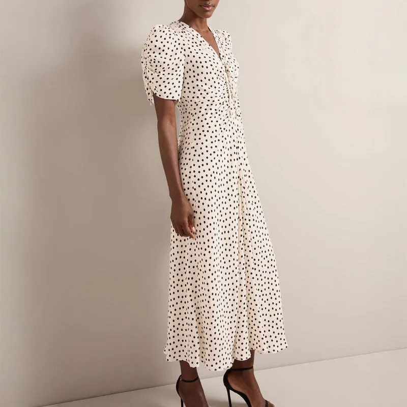 CEFINN Ophelia Maxi Dress in Ecru/Polka Dot
