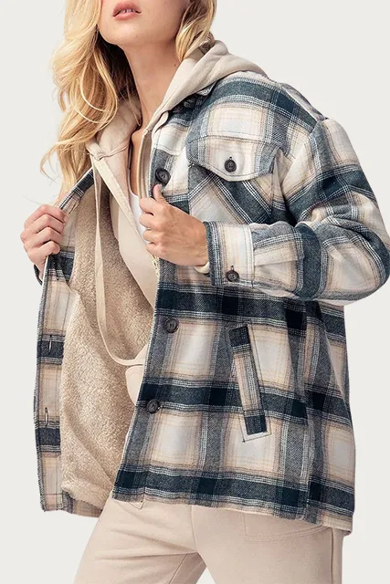 CHECKED SHERPA-LINED SHACKET