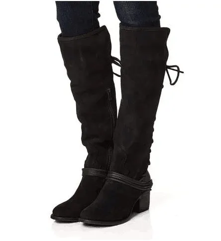 Chunky Back Bandage Tall Knight Boots