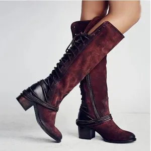 Chunky Back Bandage Tall Knight Boots