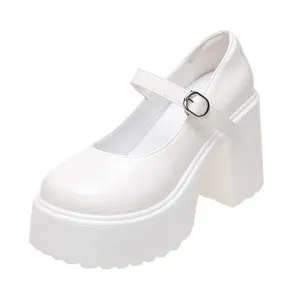 Chunky High Heels Buckle Strap Mary Jane Shoes