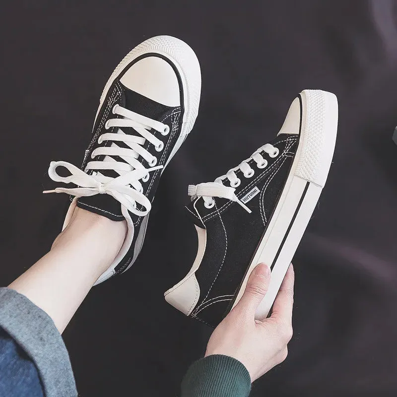 Classic Black Canvas Platform Sneakers for Women