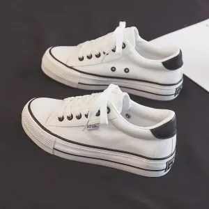Classic Black Canvas Platform Sneakers for Women