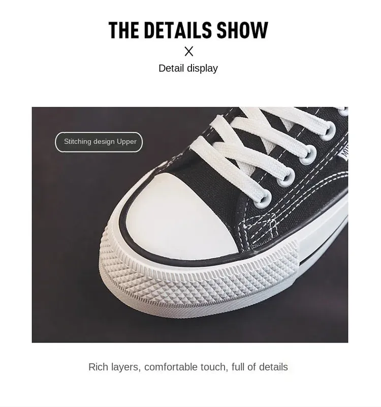 Classic Black Canvas Platform Sneakers for Women