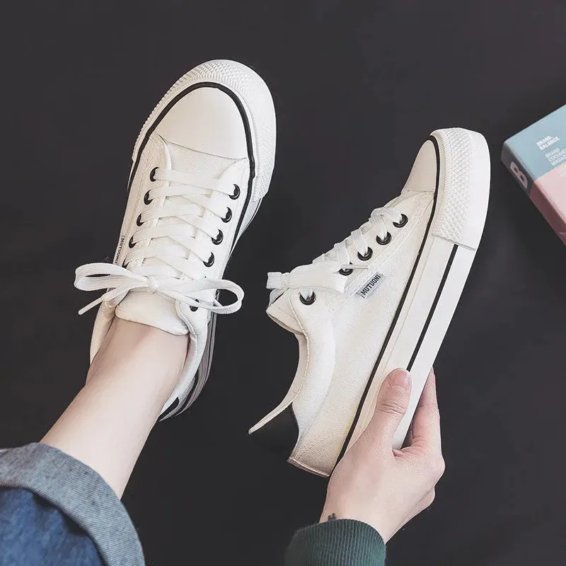 Classic Black Canvas Platform Sneakers for Women