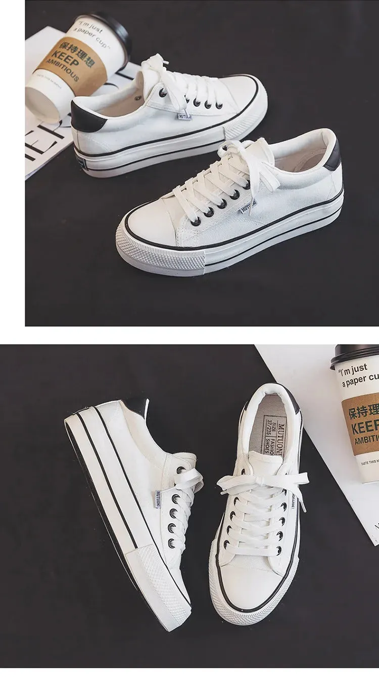 Classic Black Canvas Platform Sneakers for Women