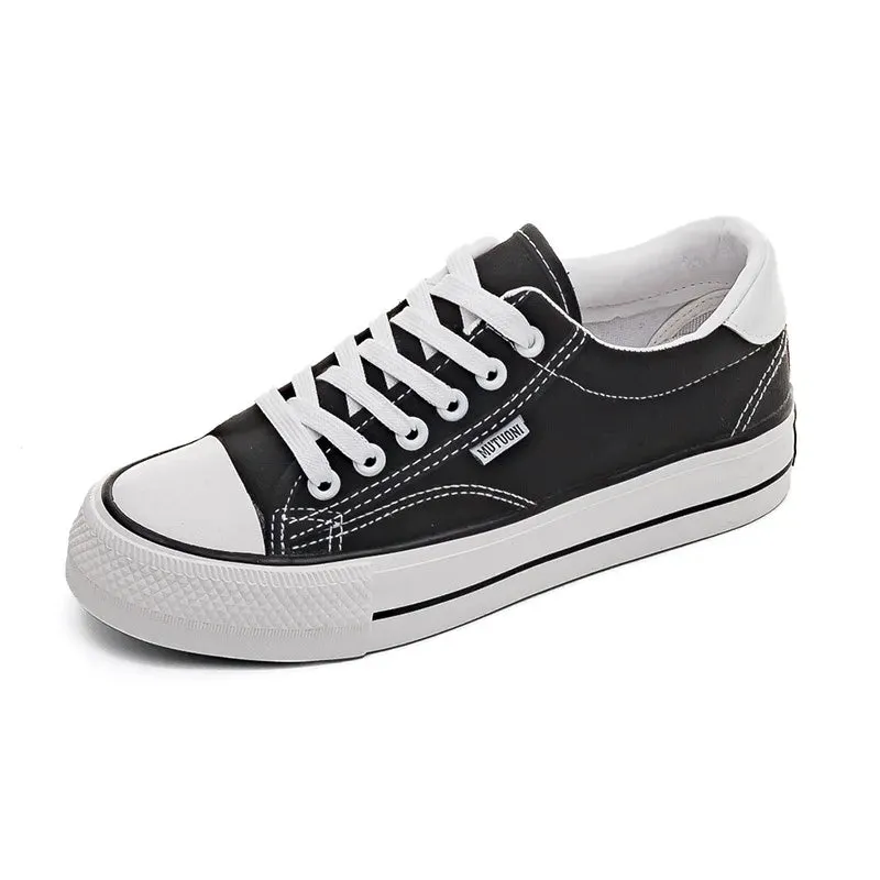 Classic Black Canvas Platform Sneakers for Women