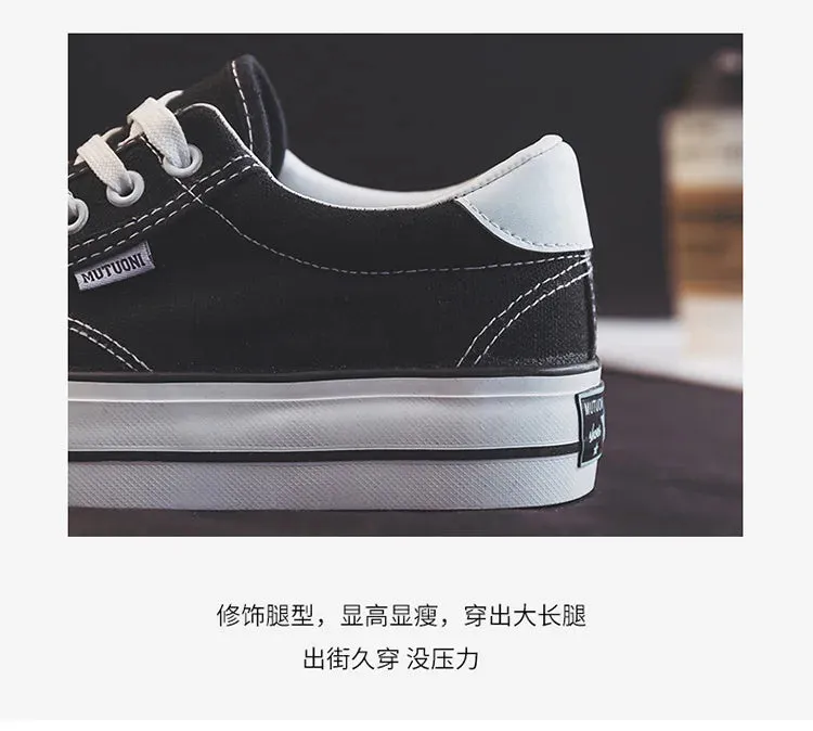 Classic Black Canvas Platform Sneakers for Women