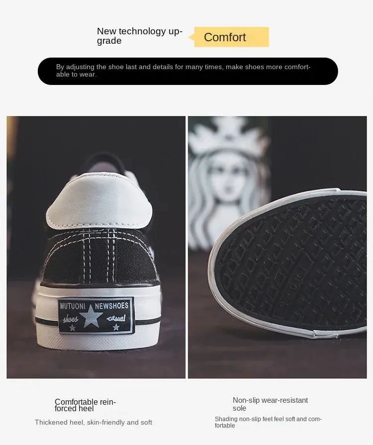 Classic Black Canvas Platform Sneakers for Women