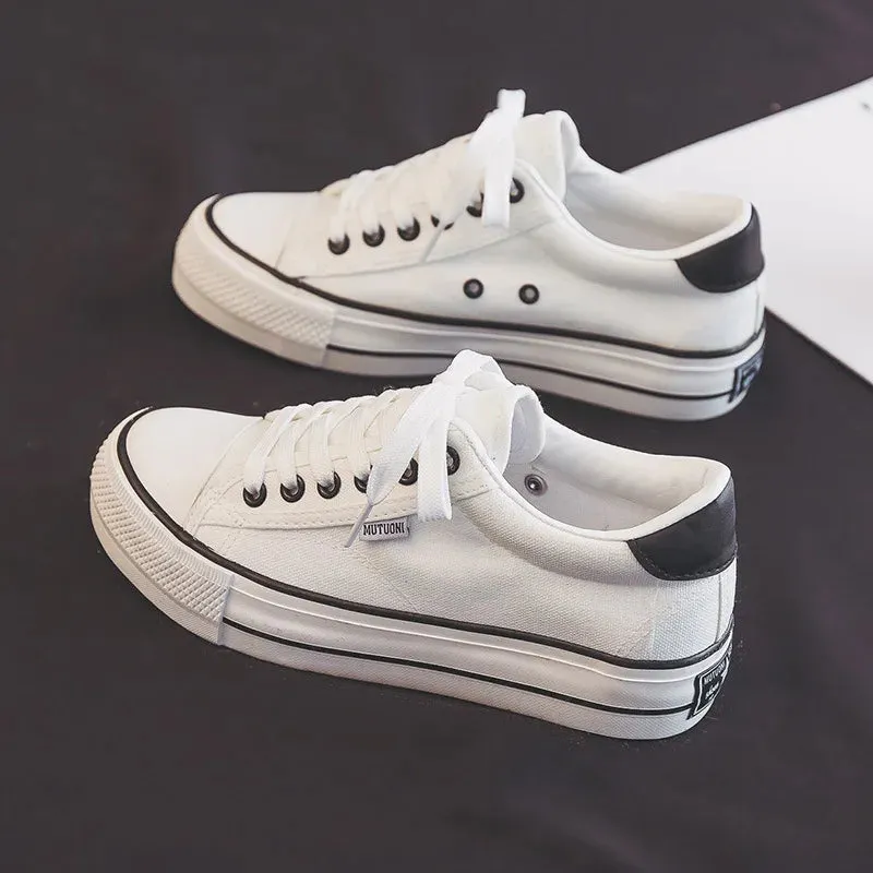 Classic Black Canvas Platform Sneakers for Women