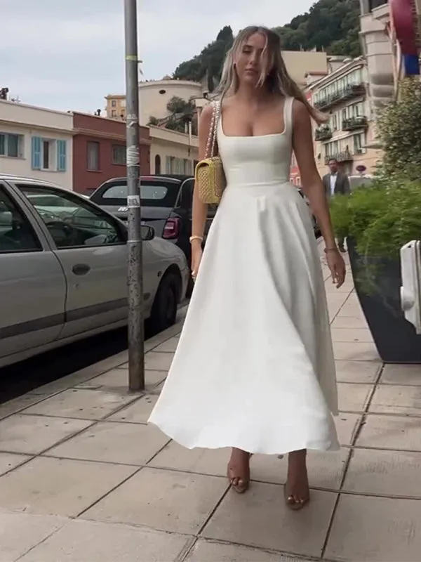 Classic Fit and Flare Cocktail Dress in Tea Length