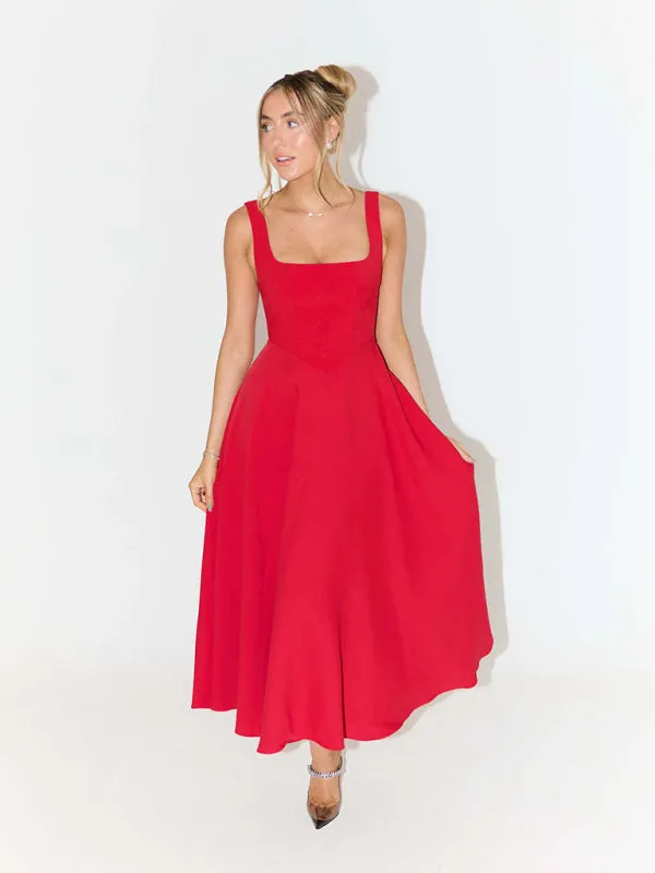 Classic Fit and Flare Cocktail Dress in Tea Length