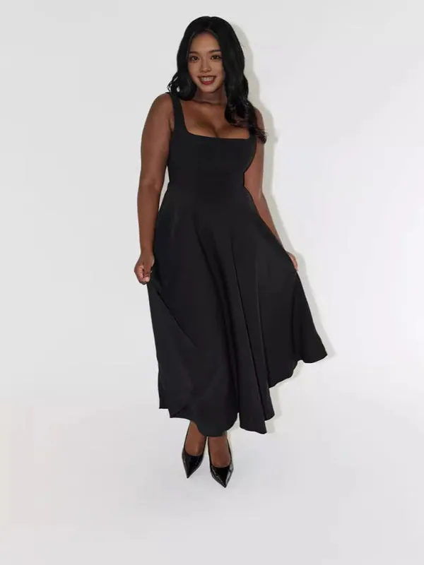 Classic Fit and Flare Cocktail Dress in Tea Length
