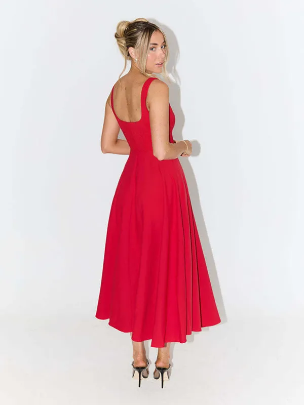 Classic Fit and Flare Cocktail Dress in Tea Length