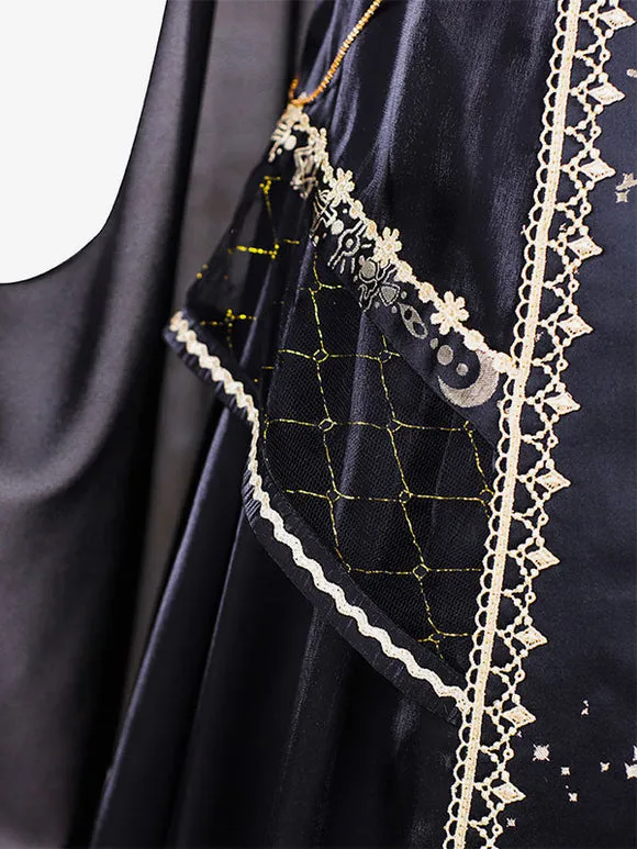 Classic Lolita Outfits Black Gold Patchwork Sleeveless