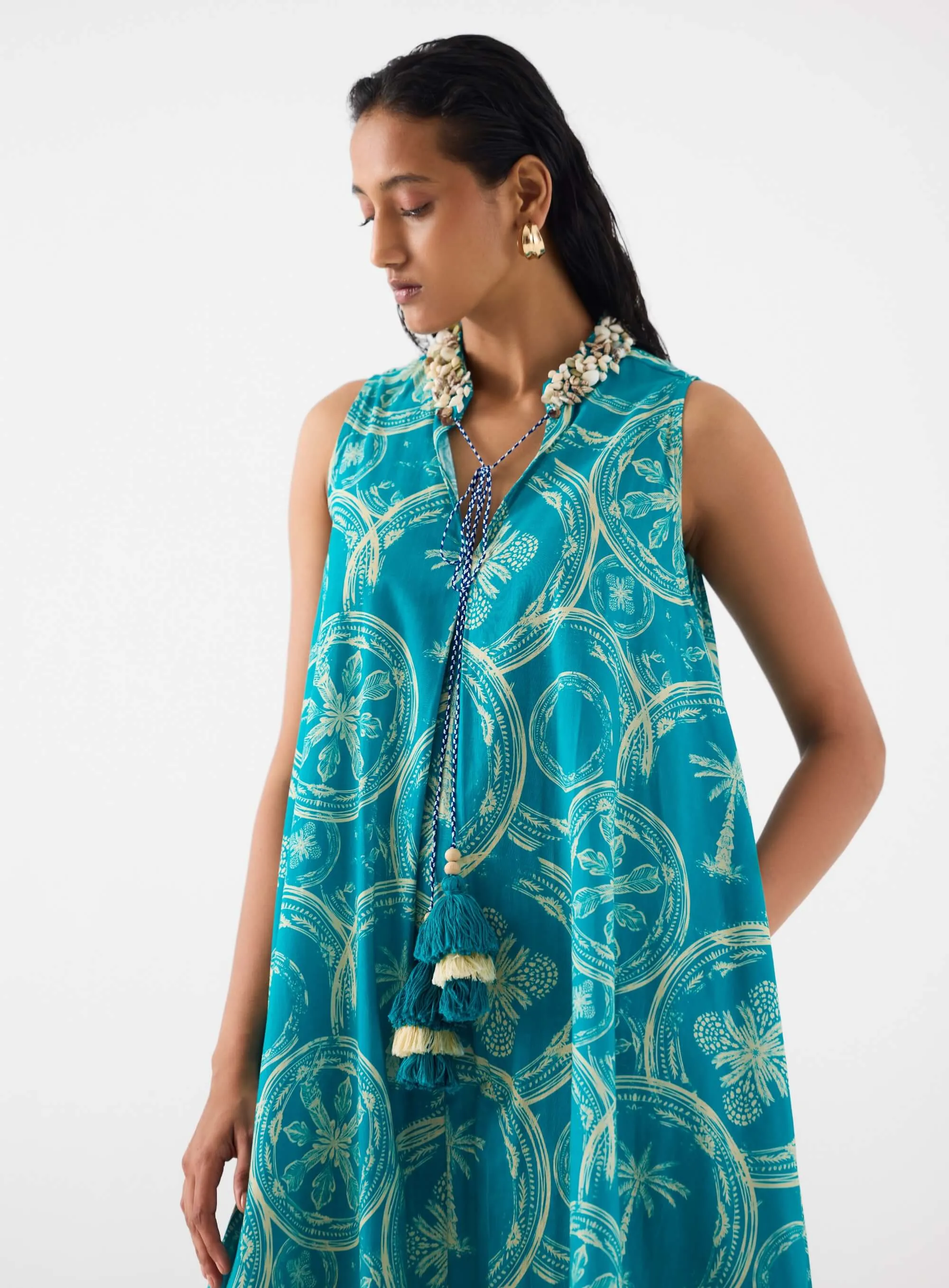 Coconut palm a-line dress