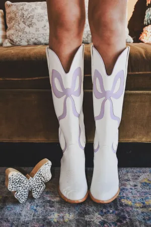 Coquette Bow Cowboy Boots- Lavender