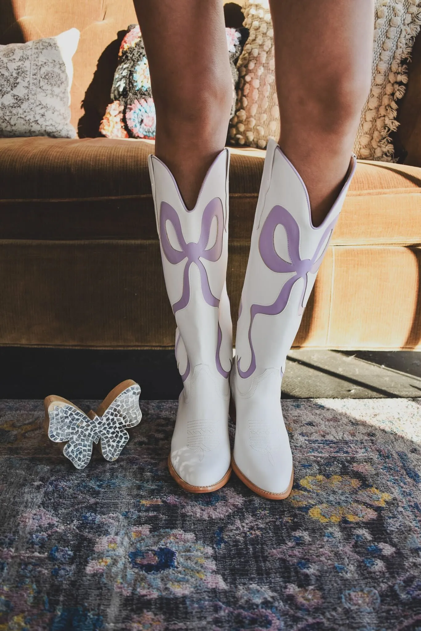 Coquette Bow Cowboy Boots- Lavender