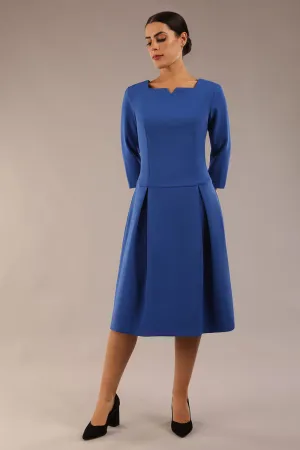 Cordelia Square Neck Pleated Midi A-line Dress