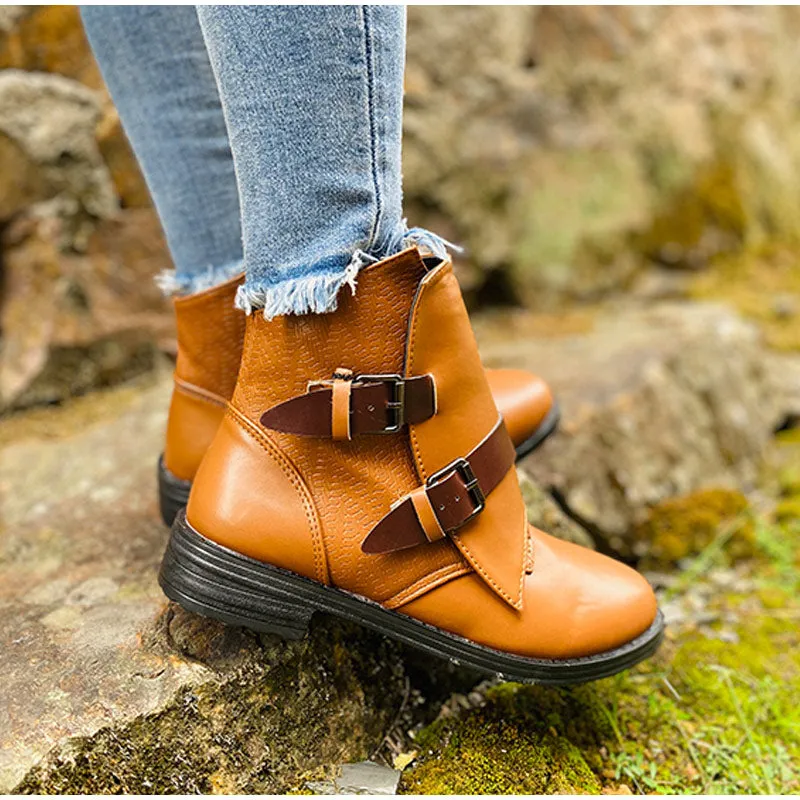 Creamtopmall Cone Heels Buckle Strap Ankle Boots