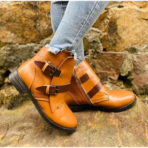 Creamtopmall Cone Heels Buckle Strap Ankle Boots