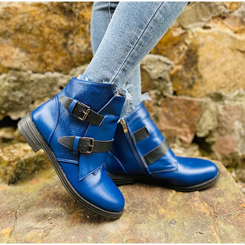 Creamtopmall Cone Heels Buckle Strap Ankle Boots