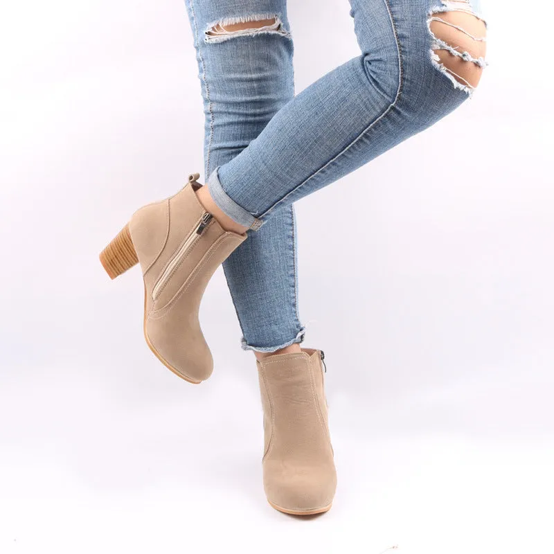 Creamtopmall Thick Scrub Suede Leather Ankle Boots