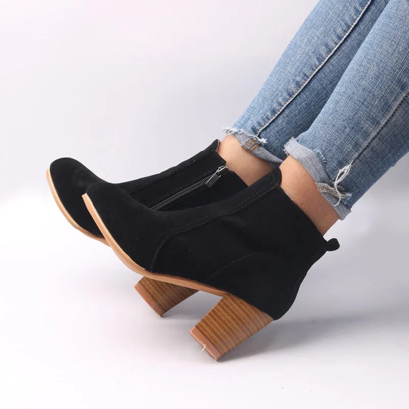 Creamtopmall Thick Scrub Suede Leather Ankle Boots