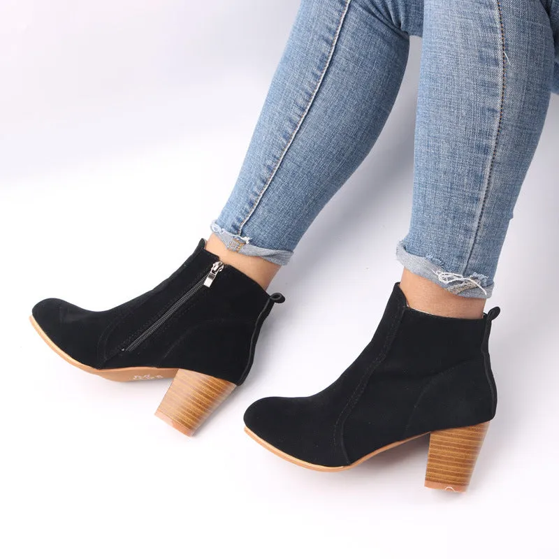 Creamtopmall Thick Scrub Suede Leather Ankle Boots