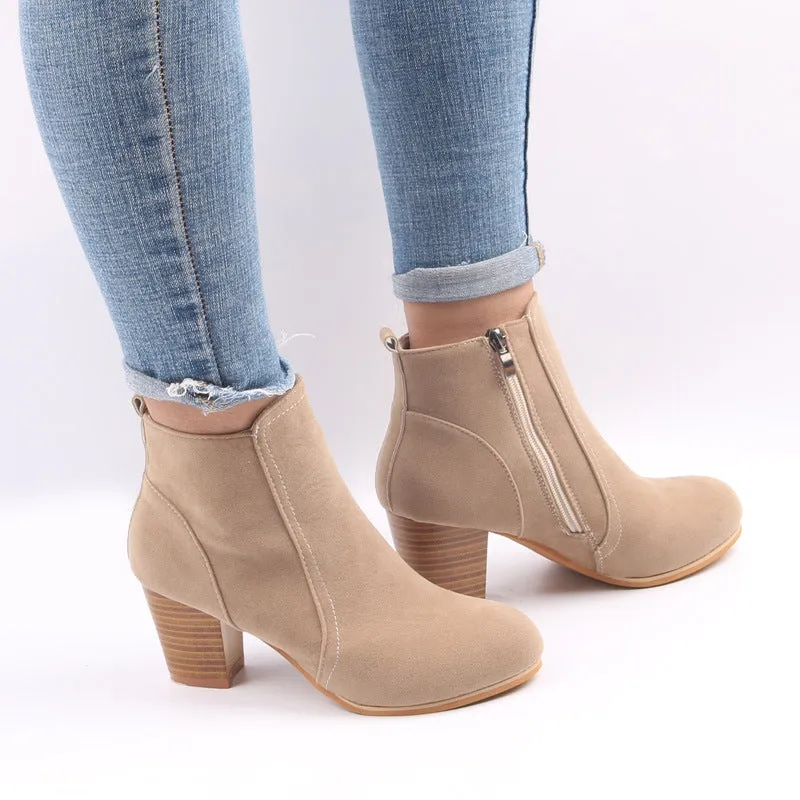 Creamtopmall Thick Scrub Suede Leather Ankle Boots