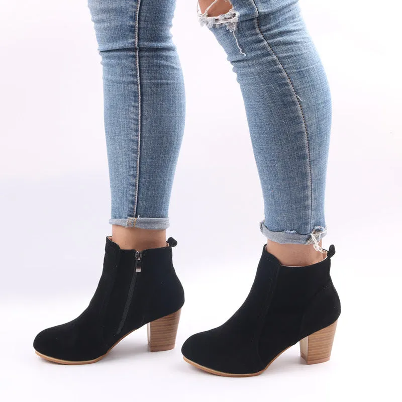 Creamtopmall Thick Scrub Suede Leather Ankle Boots