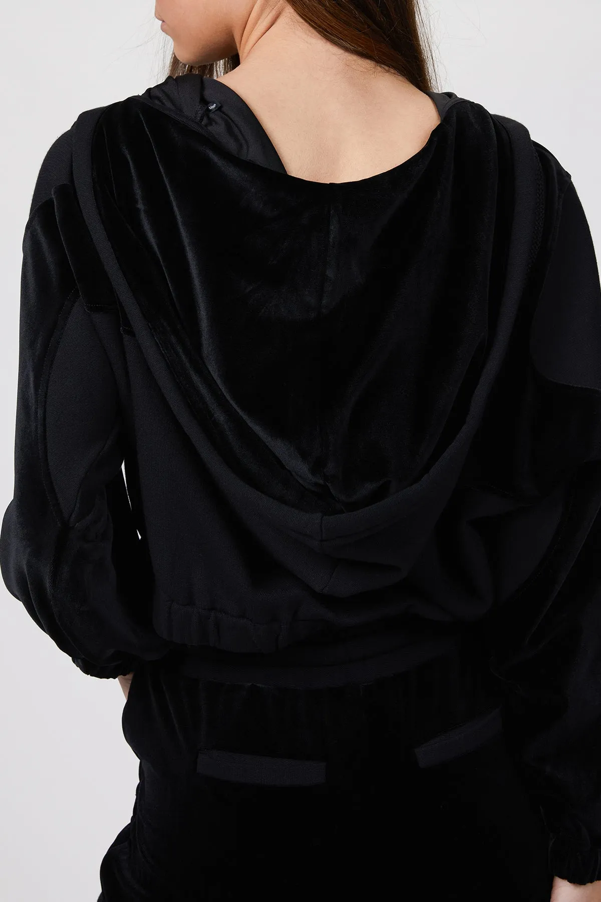 CROPPED DUAL-FABRIC HOODIE