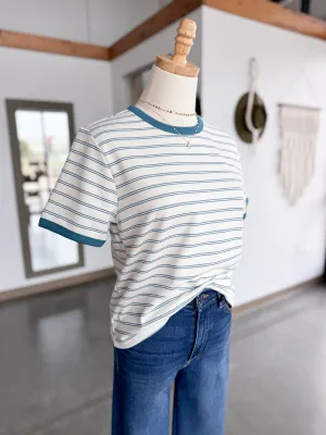 Cyn Stripped Top Blue/White