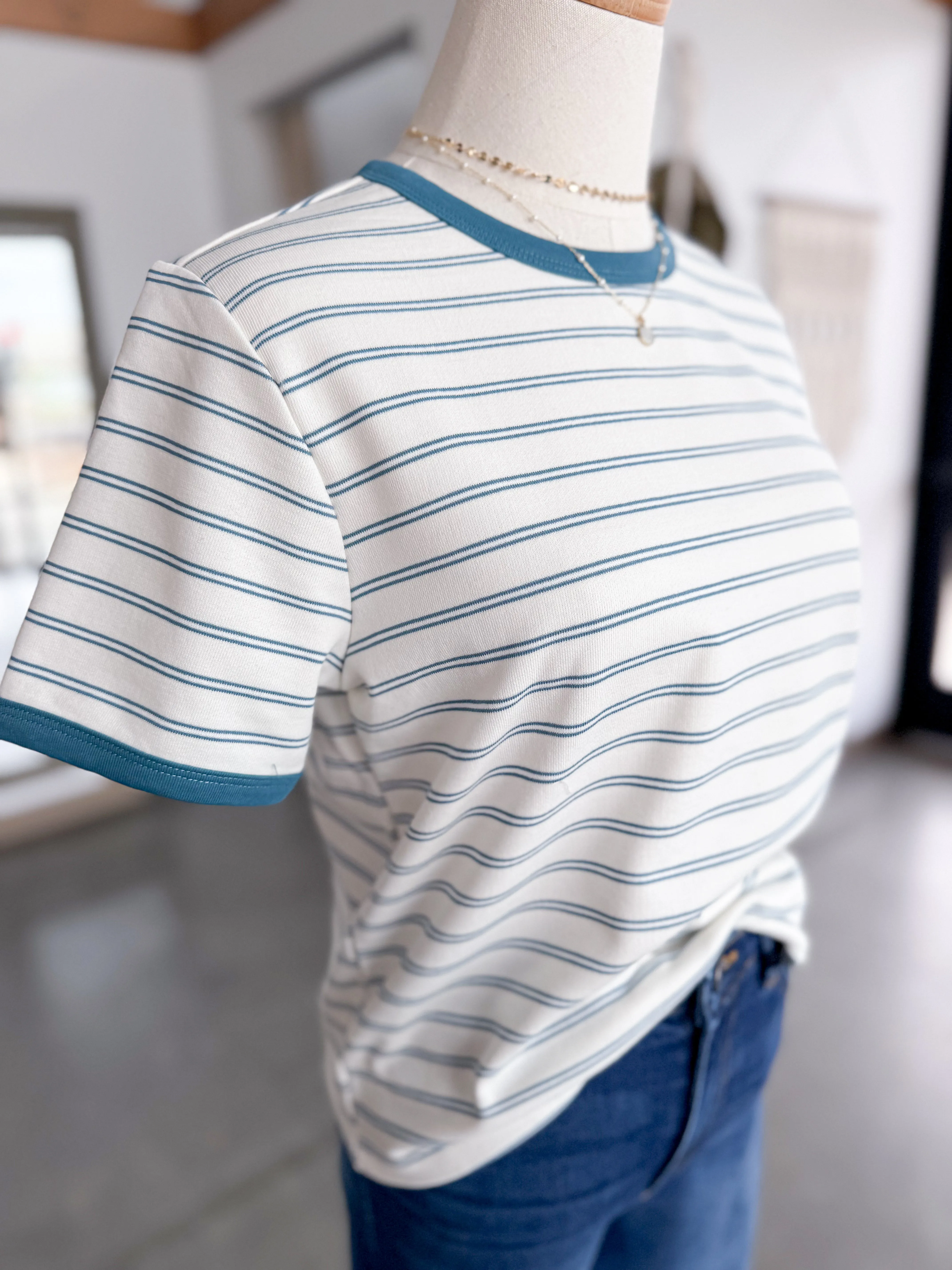 Cyn Stripped Top Blue/White