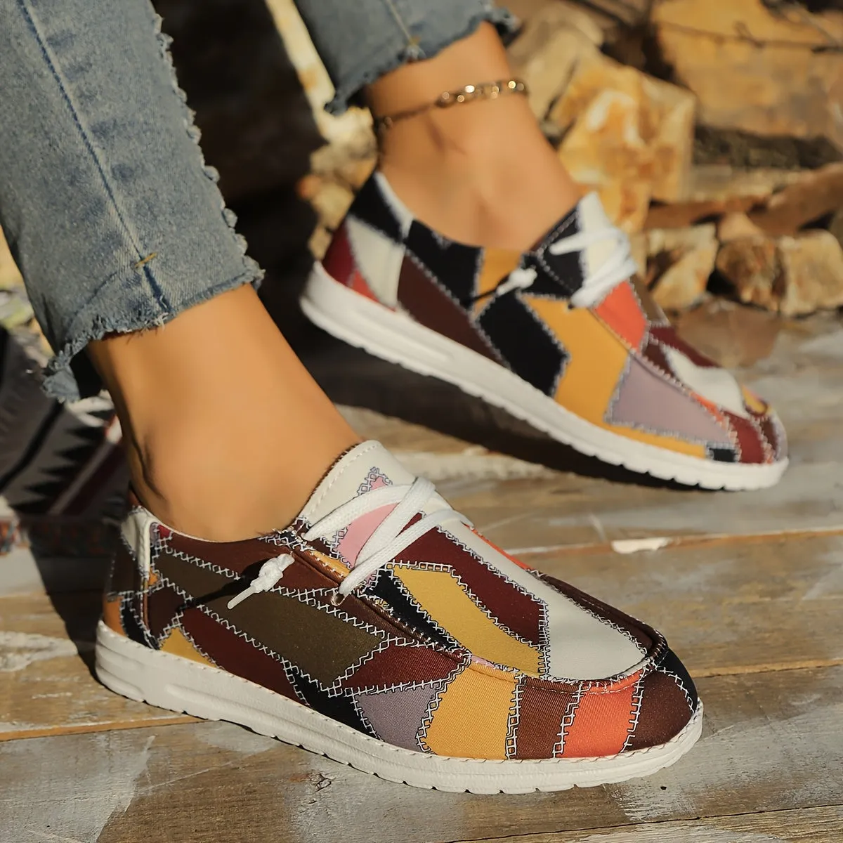 Dames slip-on loafers-caroma patroon, comfortabel en licht