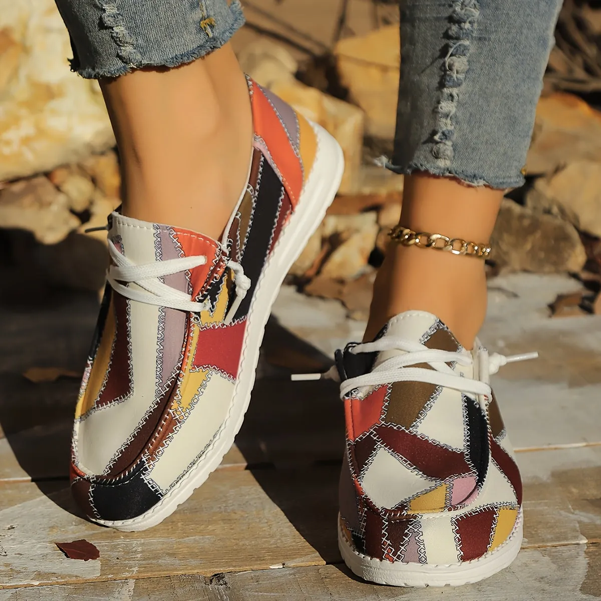 Dames slip-on loafers-caroma patroon, comfortabel en licht