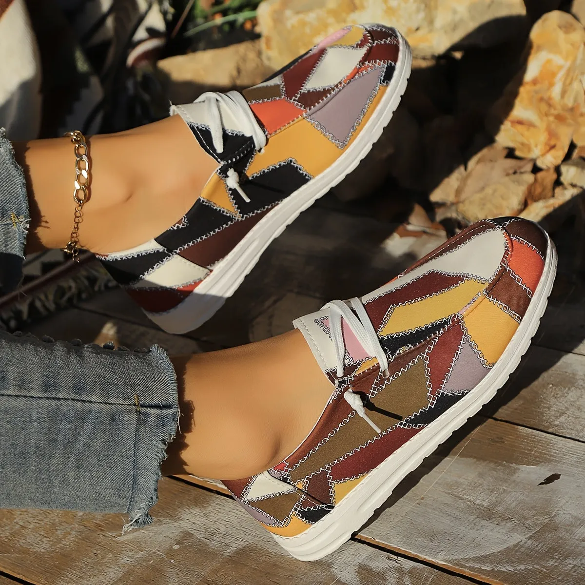 Dames slip-on loafers-caroma patroon, comfortabel en licht