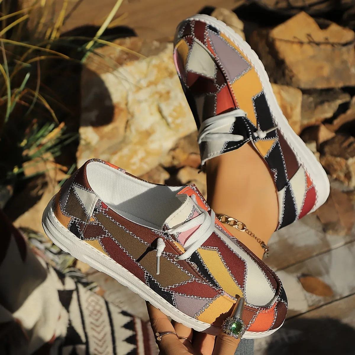 Dames slip-on loafers-caroma patroon, comfortabel en licht