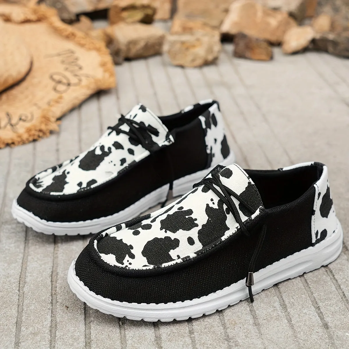Dames Summer Loafers-Light slip-on schoenen met koeienpatroon