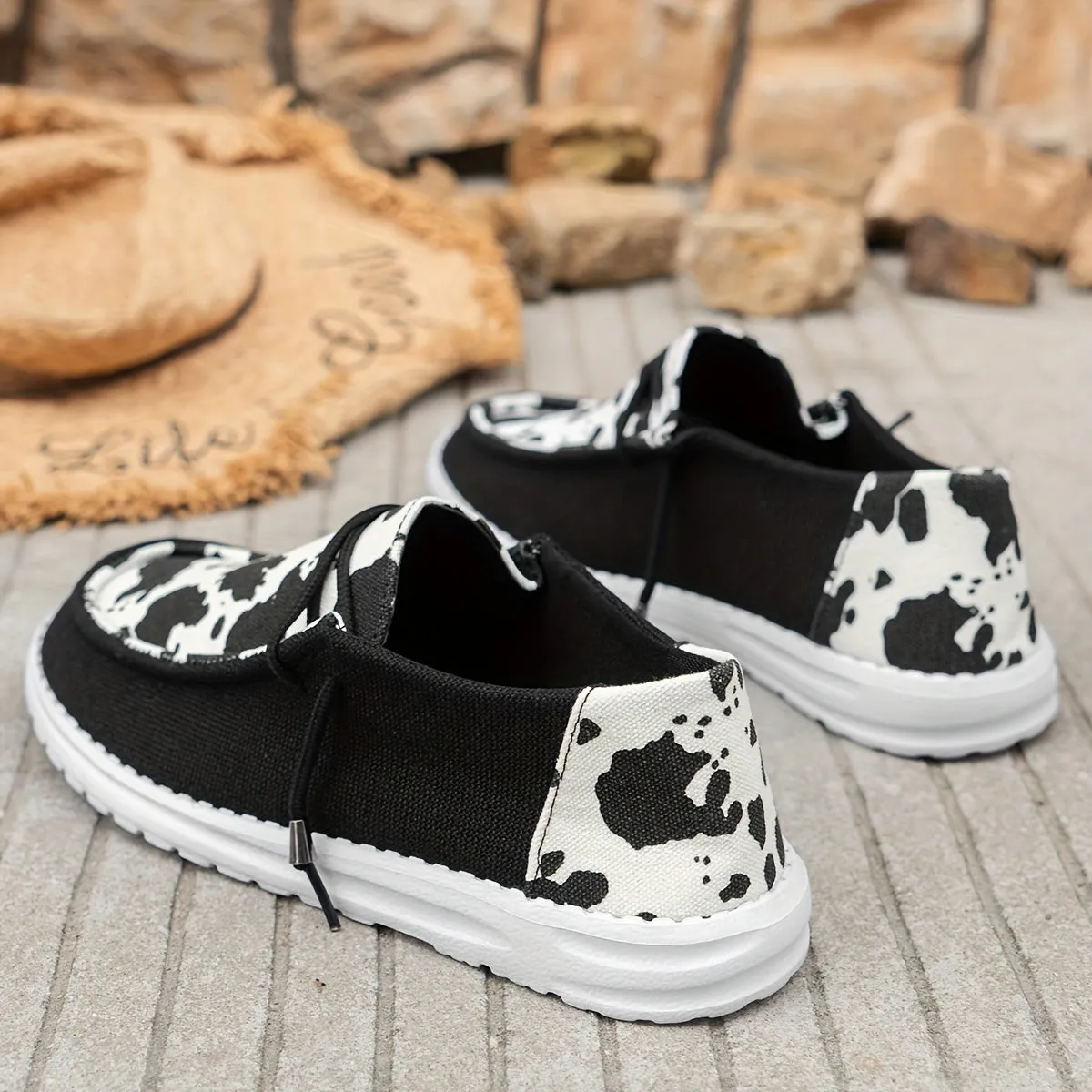 Dames Summer Loafers-Light slip-on schoenen met koeienpatroon