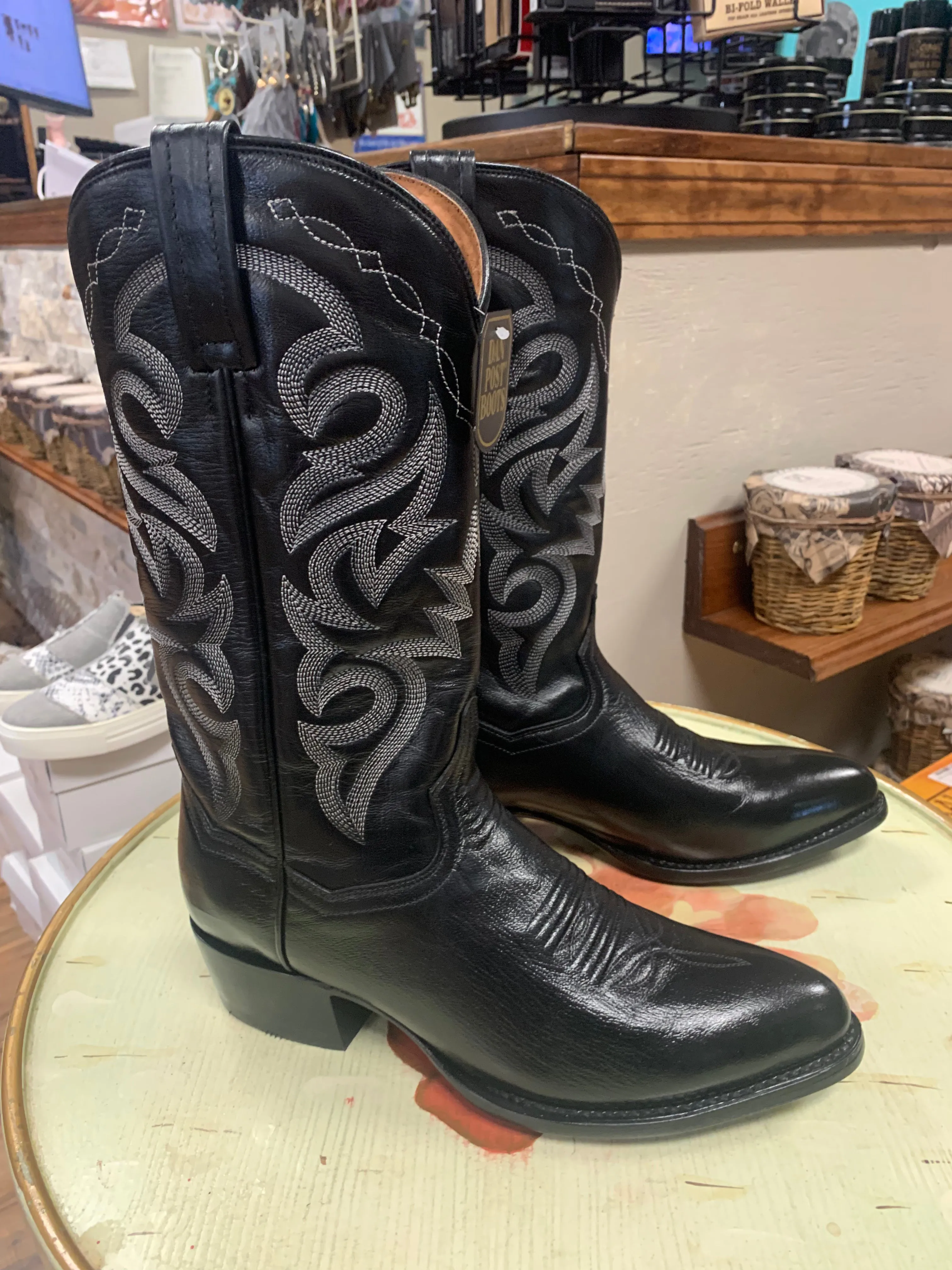 DAN POST MEN'S BLACK MIGNON WESTERN BOOTS - MEDIUM TOE