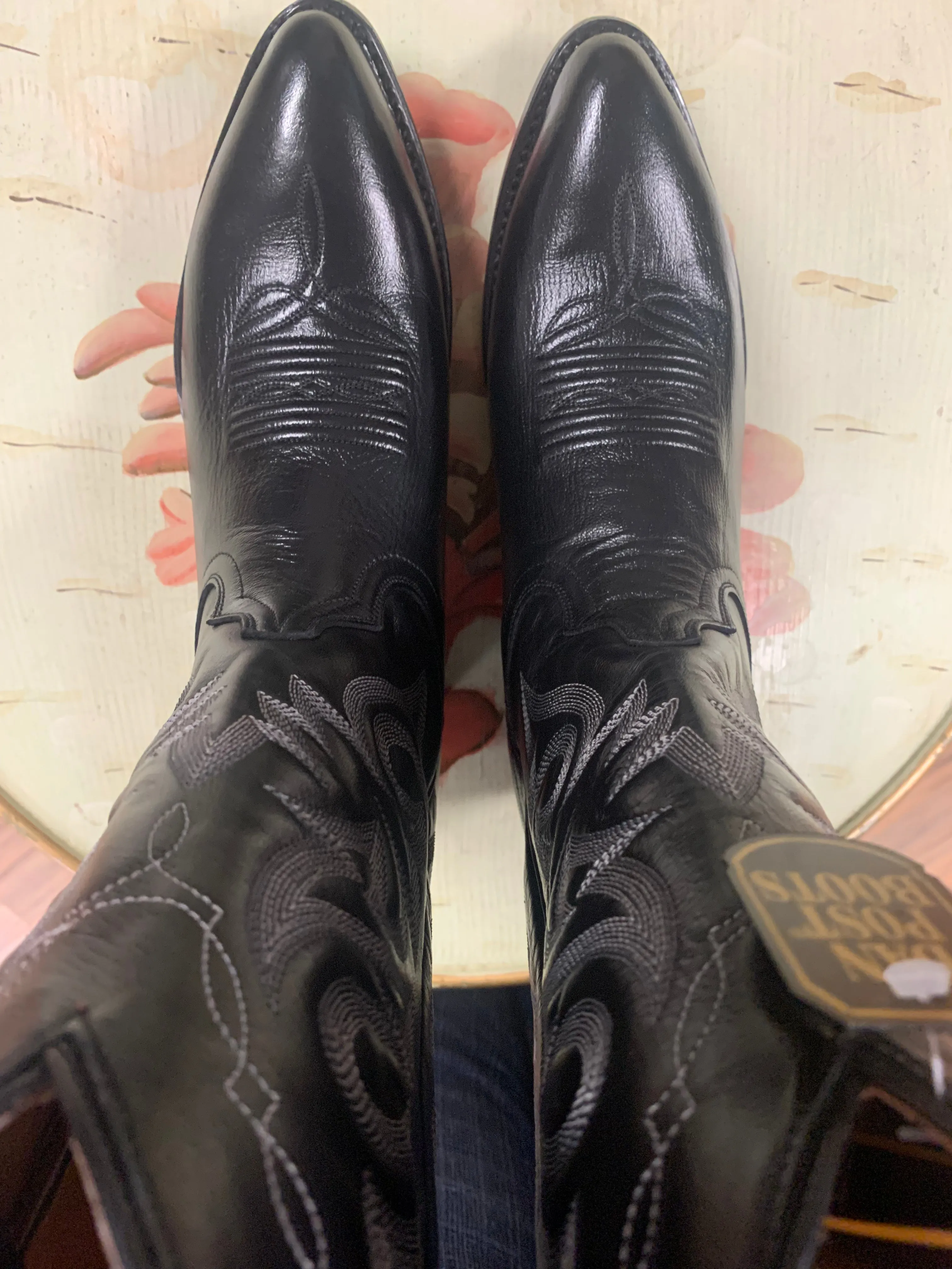 DAN POST MEN'S BLACK MIGNON WESTERN BOOTS - MEDIUM TOE