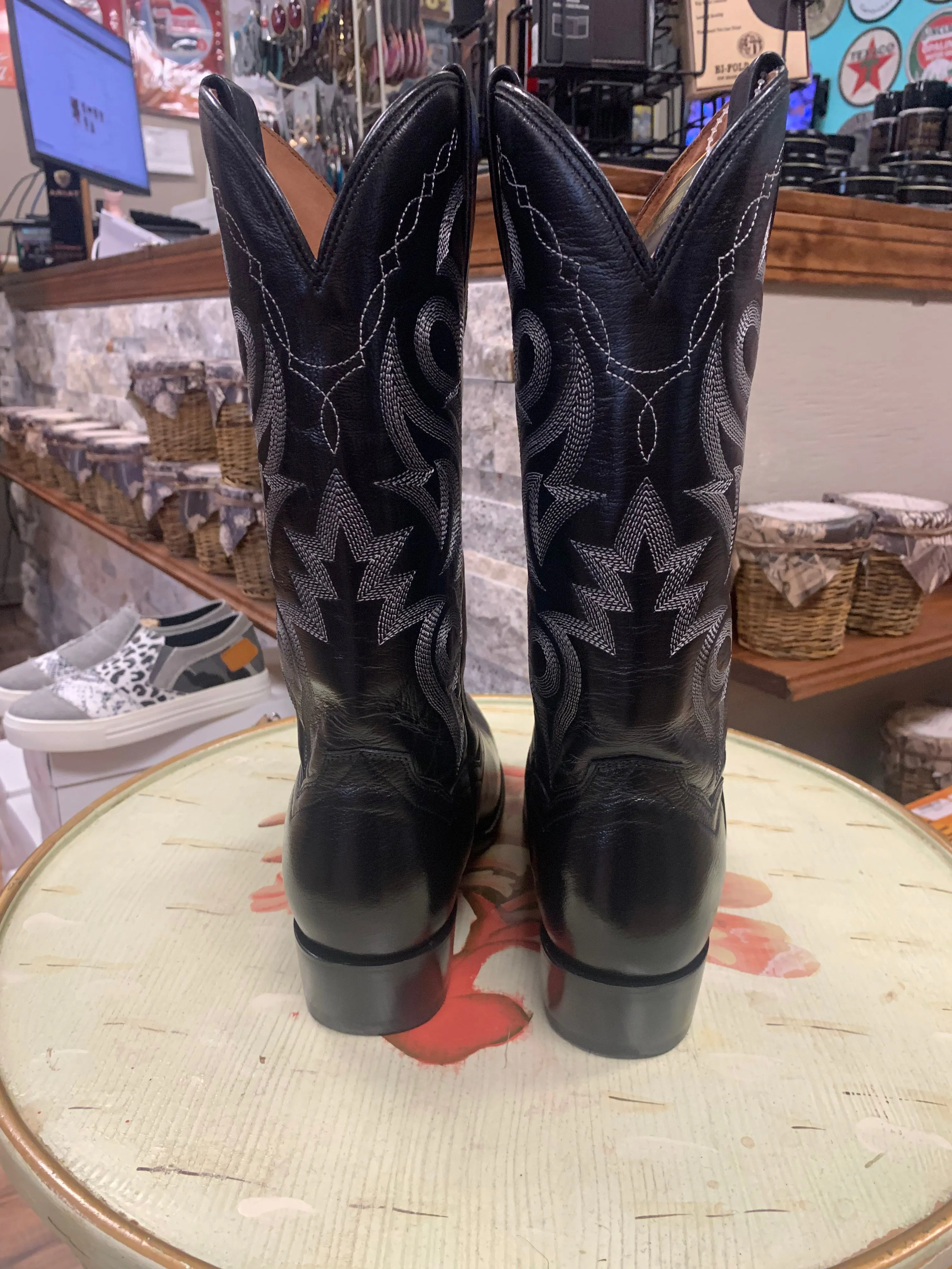 DAN POST MEN'S BLACK MIGNON WESTERN BOOTS - MEDIUM TOE