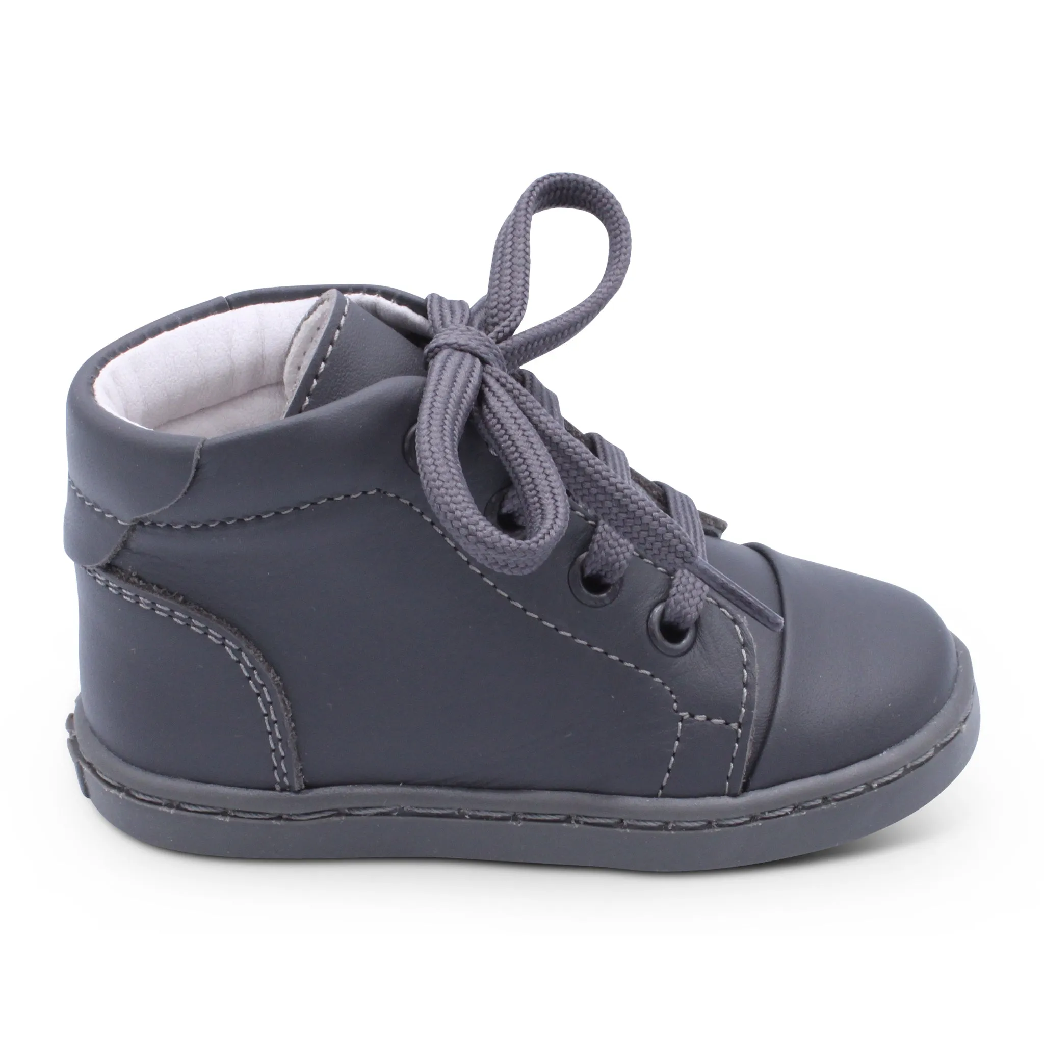 'Danilo' Boys Grey Leather High-Tops