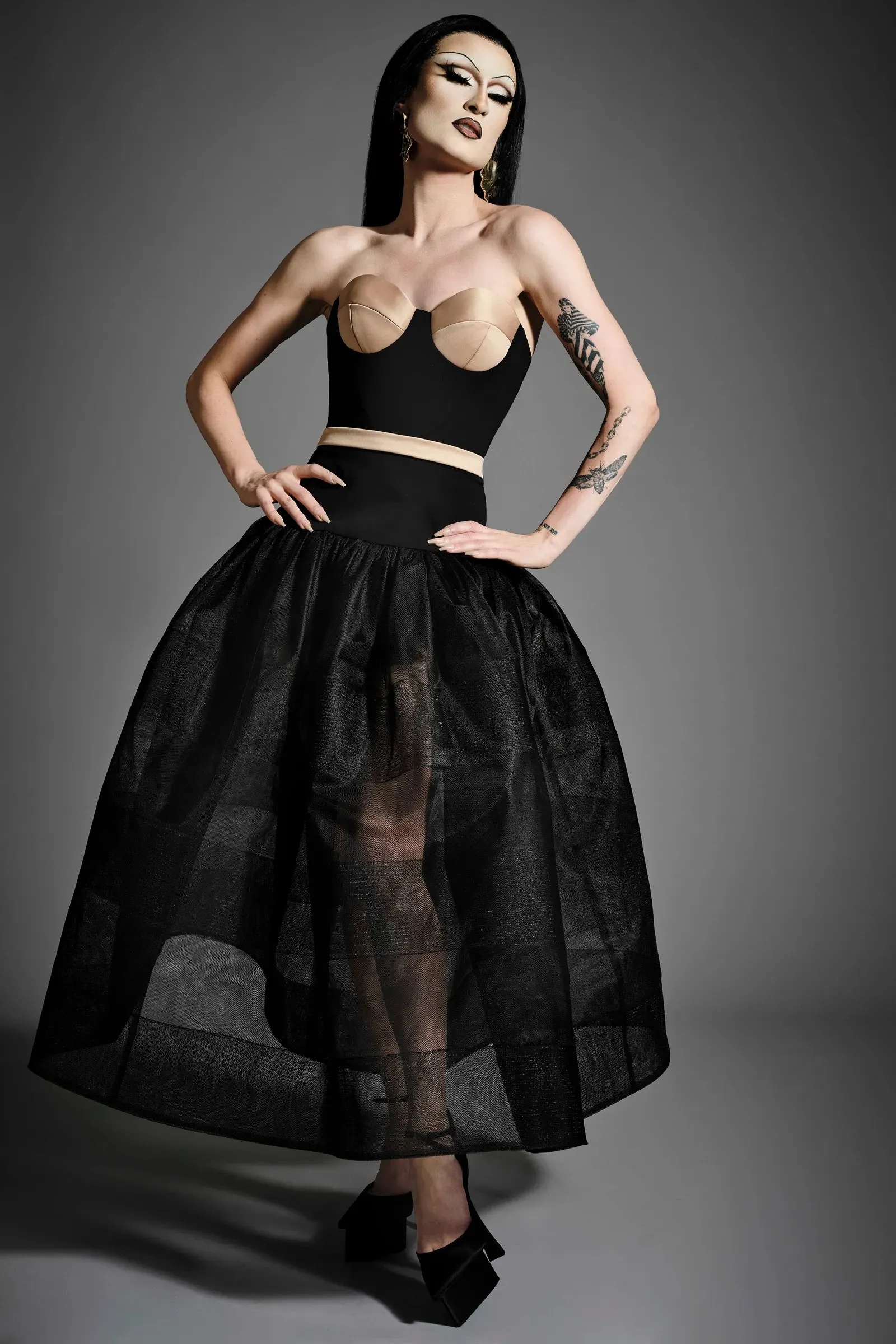 Demi Cup Crinoline Tea Length Dress