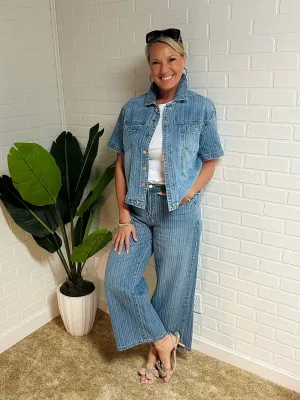 Denver Stripe Wide Leg Crop